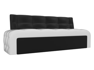 Прямой кухонный диван Люксор, Белый/Черный (экокожа) в Кургане