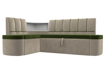 Раскладной кухонный диван Тефида, Зеленый\Бежевый (Микровельвет) в Шадринске