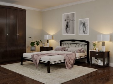 Кровать 2-спальная Муза 4 Лайт, 1600, черный/шоколад в Кургане