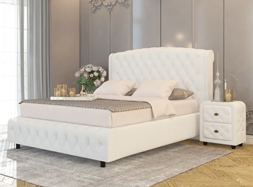 Двуспальная кровать Salvatore Grand 200x200, Экокожа (Белый) в Шадринске