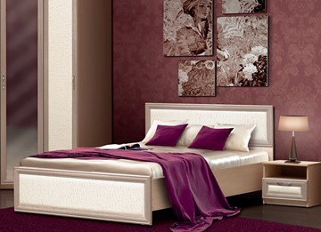 Кровать в спальню Камелия, 1600, шимо светлый/белый кожзам в Шадринске