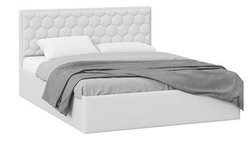 Кровать двуспальная с подъемным механизмом Порто (Экокожа белая Polo) без заглушины в Шадринске