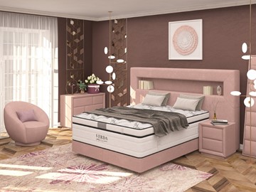 Кровать в спальню Smart/Podium M 160х200, Флок (Велсофт Винтажный розовый) в Шадринске