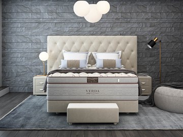 Спальная кровать Luxe/Podium M 160х200, Флок (Велсофт Бежевый) в Шадринске