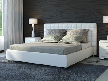 Спальная кровать Corso-3 160х200, Экокожа (Белый) в Шадринске