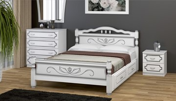 Кровать с выкатными ящиками Карина-5 (Белый Жемчуг) 160х200 в Шадринске