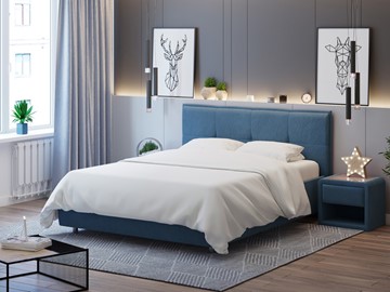 Спальная кровать Lino 140х200, Велюр (Monopoly Прованский синий (792)) в Шадринске