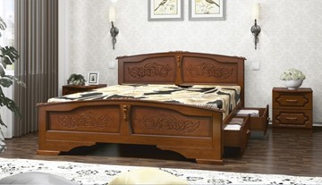 Кровать с выкатными ящиками Елена (Орех) 140х200 в Шадринске