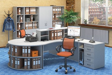 Комплект офисной мебели Moно-Люкс для 2 сотрудников с большим шкафом и тумбами в Шадринске