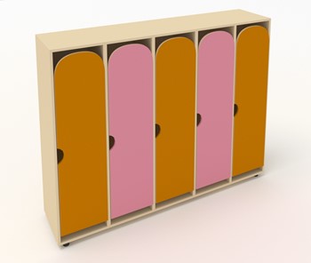 Распашной детский шкаф ШГ5У Беж+Оранжевый+Розовый в Шадринске