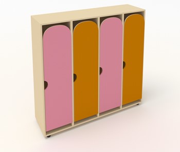 Детский шкаф распашной ШГ4У Беж+Оранжевый+Розовый в Шадринске