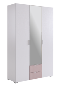 Шкаф трехдверный с ящиками Зефир 109.02 (белое дерево/пудра розовая (эмаль)) в Шадринске