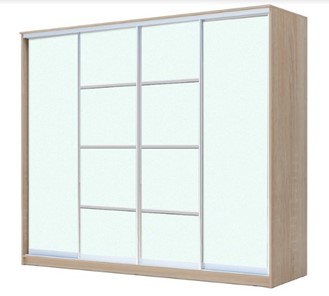 Шкаф 4-х дверный ХИТ 22-4-24/2-8888, с матовым стеклом, разделительные планки х2, Дуб сонома в Шадринске