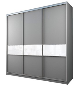Шкаф 3-х дверный MAX МШ-27-6-24-999, Профиль Серебро/Цвет Серый/с белой пленкой Oracal в Шадринске