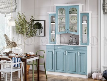 Кухонный шкаф Констанция 4-х створчатый, голубой в Шадринске