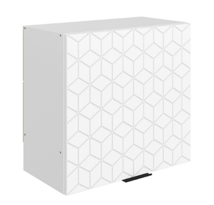 Кухонный навесной шкаф Стоун L600 Н566 (1 дв. гл.) с фрезировкой (белый/джелато софттач) в Кургане