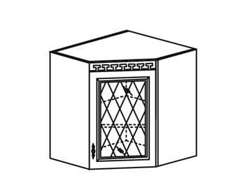Кухонный шкаф Веста настенный угловой со вставкой из стекла 718*600*600 мм в Кургане