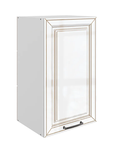 Шкаф кухонный Атланта L400 Н720 (1 дв. гл.) эмаль (белый/белый глянец патина золото) в Кургане