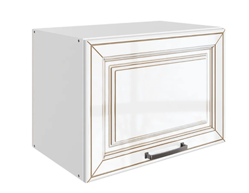 Кухонный шкаф Атланта L500 Н360 (1 дв. гл.) эмаль (белый/белый глянец патина золото) в Шадринске