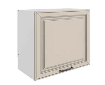 Кухонный навесной шкаф Атланта L600 Н566 (1 дв. гл.) эмаль (белый/сливки патина платина) в Кургане