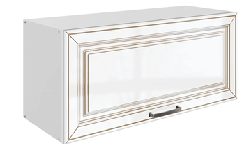 Кухонный шкаф Атланта L800 Н360 (1 дв. гл.) эмаль (белый/белый глянец патина золото) в Кургане