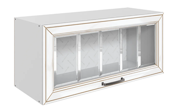 Кухонный навесной шкаф Атланта L800 Н360 (1 дв. рам.) эмаль (белый/белый глянец патина золото) в Шадринске