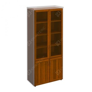 Шкаф для документов со стеклянными дверьми в рамке Мастер, темный орех (90х45х208) МТ 379 в Шадринске