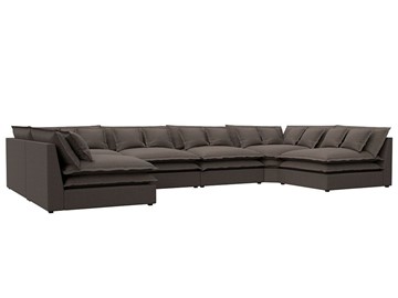Большой П-образный диван Лига-040, Амур коричневый (рогожка) в Шадринске