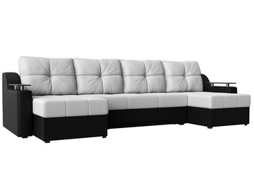 П-образный диван Сенатор, Белый/Черный (Экокожа) боннель в Шадринске