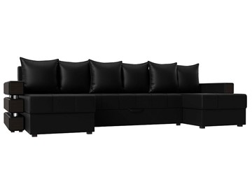 П-образный диван Венеция боннель, Черный (Экокожа) в Кургане