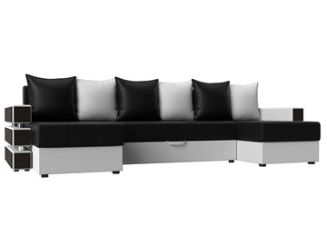 П-образный диван Венеция боннель, Черный\Белый (Экокожа) в Шадринске