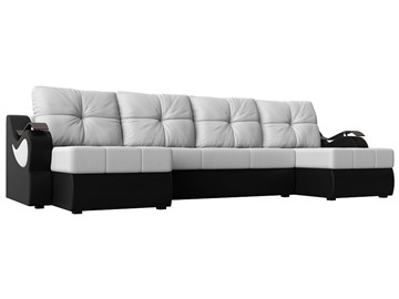 П-образный диван Меркурий П, Белый/черный (экокожа) в Шадринске