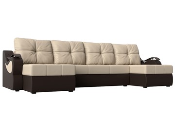 П-образный диван Меркурий П, Бежевый/коричневый (экокожа) в Шадринске