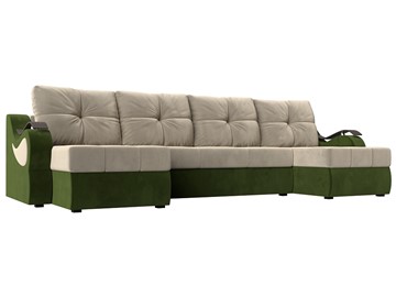 П-образный диван Меркурий П, Бежевый/зеленый (вельвет) в Шадринске