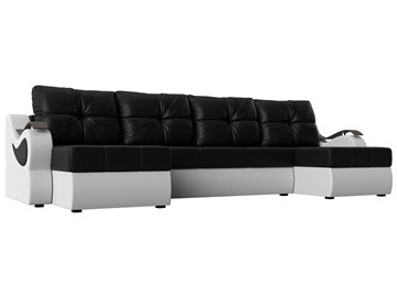 П-образный диван Меркурий П, Черный/белый (экокожа) в Кургане