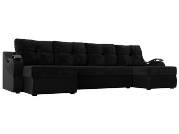 П-образный диван Меркурий П, Черный\Черный (Велюр\Экокожа) в Шадринске