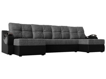 П-образный диван Меркурий П, Серый/черный (рогожка/экокожа) в Шадринске