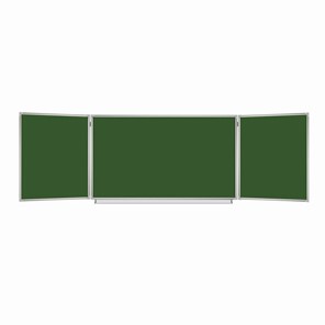 Доска для мела магнитная 3-х элементная 100х150/300 см, 5 рабочих поверхностей, зеленая, BRAUBERG, 231707 в Шадринске