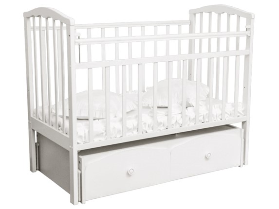 Кроватка в детскую Золушка 7, 60х120, массив березы, цвет белый в Кургане - изображение