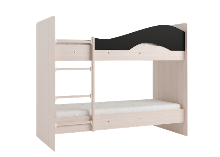 Детская  двухъярусная кровать Мая с 2 ящиками на щитах, корпус Млечный дуб, фасад Венге в Шадринске - изображение 3