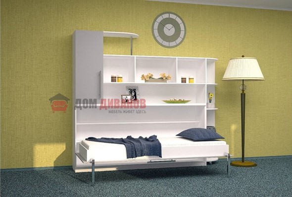 Детская кровать-шкаф Горизонтальная в серых тонах, Белый шагрень/Алюминий (900х2000) в Шадринске - изображение