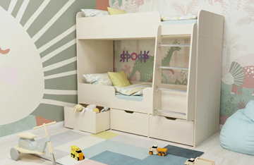 Детская 2-этажная кровать Ярофф Малыш двойняшка 70х160, корпус Дуб молочный, фасад Дуб молочный в Кургане