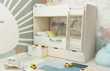 Детская 2-этажная кровать Малыш двойняшка 70х160, корпус Дуб молочный, фасад Фейритейл в Шадринске