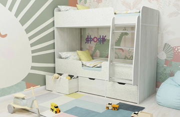 Детская 2-этажная кровать Малыш двойняшка 70х160, корпус Винтерберг, фасад Фейритейл в Шадринске