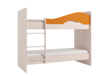 Кровать двухъярусная Мая с 2 ящиками на щитах, корпус Млечный дуб, фасад Оранжевый в Шадринске - предосмотр 2