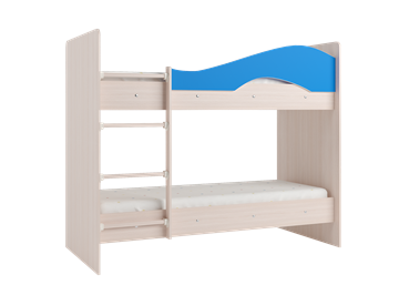 Кровать 2-ярусная Мая с 2 ящиками на щитах, корпус Млечный дуб, фасад Синий в Шадринске - предосмотр 2