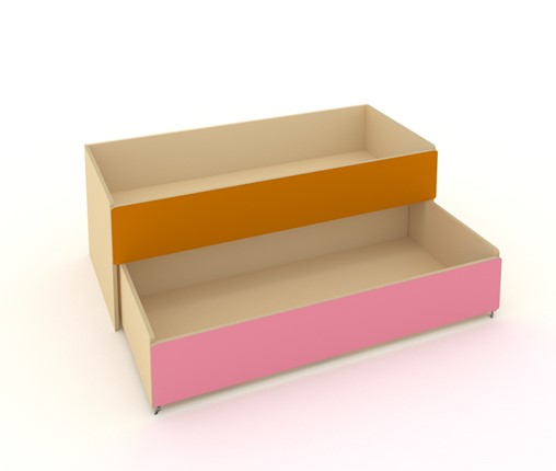 Детская кровать 2-х уровневая КД-2, Беж + Оранжевый + Розовый в Шадринске - изображение