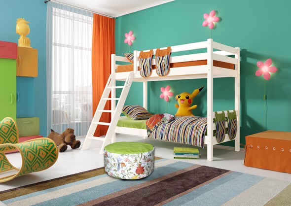 Детская 2-х ярусная кровать Соня, Вариант 10 Белый в Шадринске - изображение