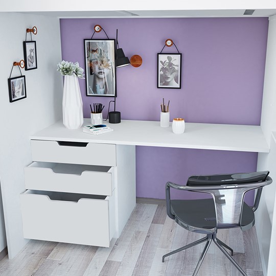 Кровать-чердак с письменным столом и шкафом POLINI Kids Simple Белый в Шадринске - изображение 5