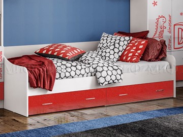 Кровать подростковая Алфавит (Красный) с ящиками в Шадринске